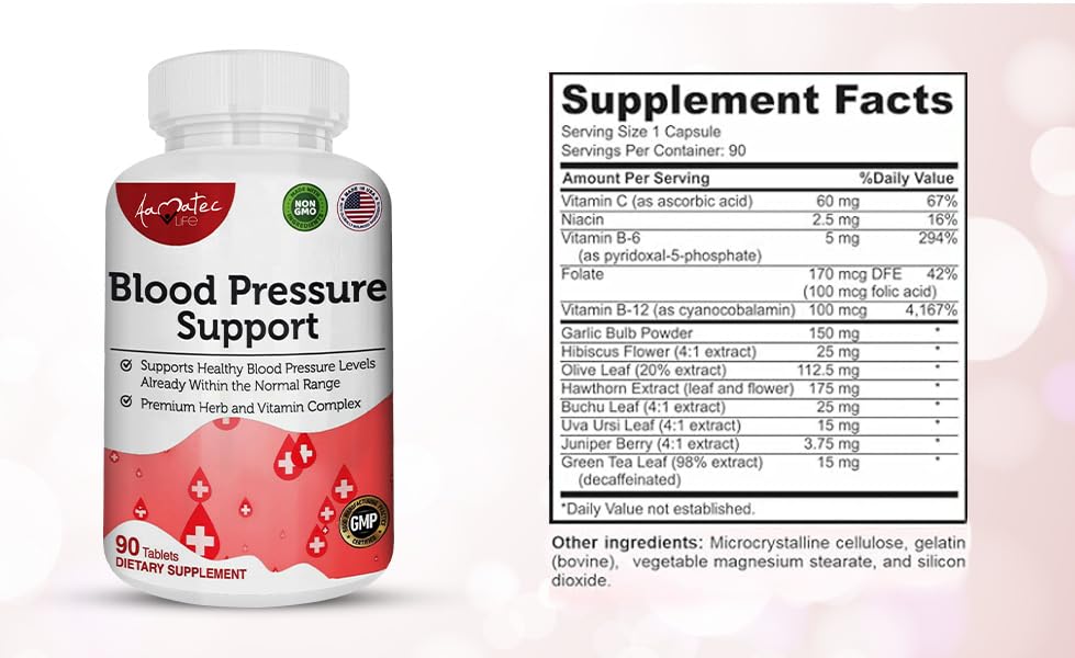 Made in USA emblem for AAMATEC LIFE Blood Pressure Support Supplement