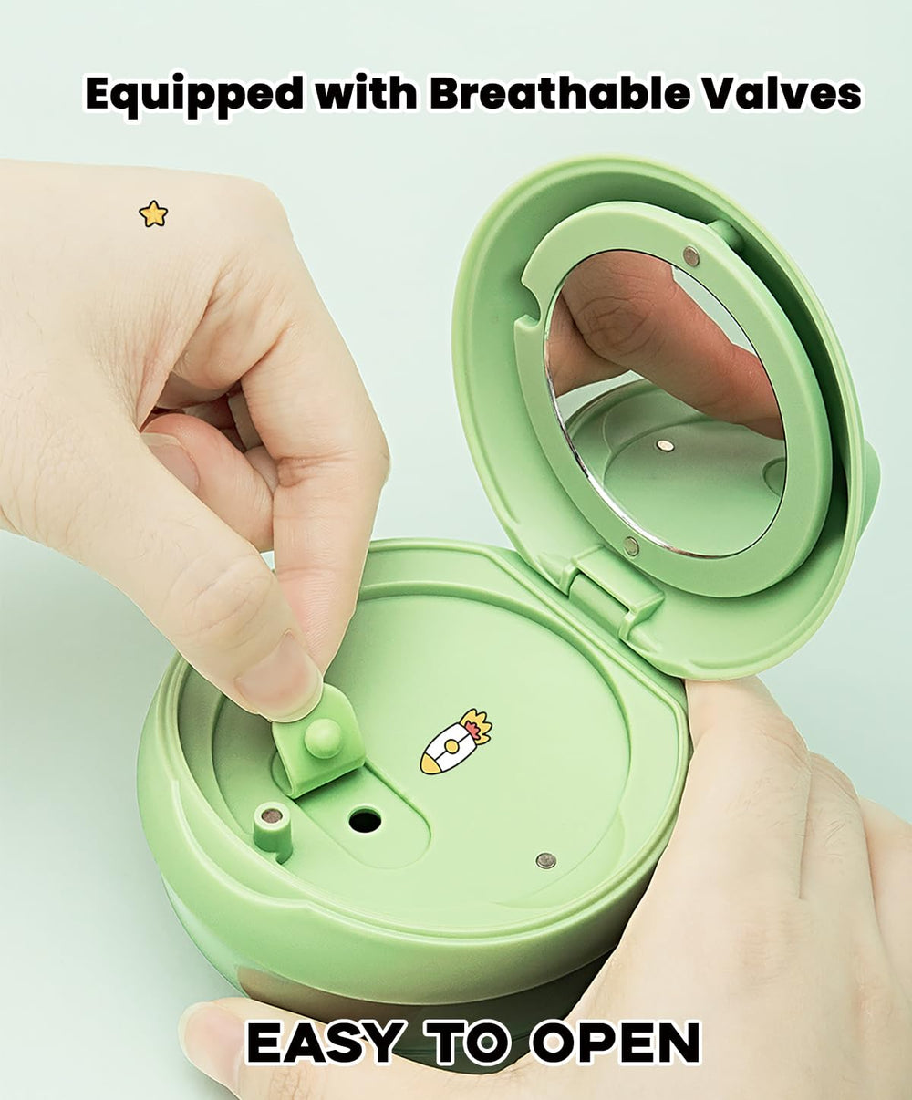 Leak-proof denture bath case with compact 3.4 x 3.4 x 2.6 inch size