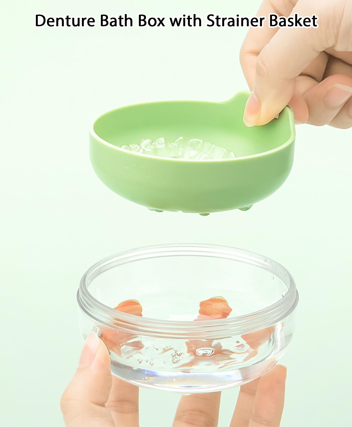 2-in-1 denture case suitable for dentures, retainers, and mouth guards, travel-friendly