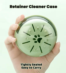 Green denture case used for storage and soaking of small items like pacifiers or jewelry
