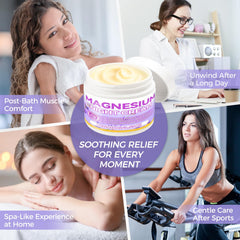 Applying magnesium cream to legs before bed