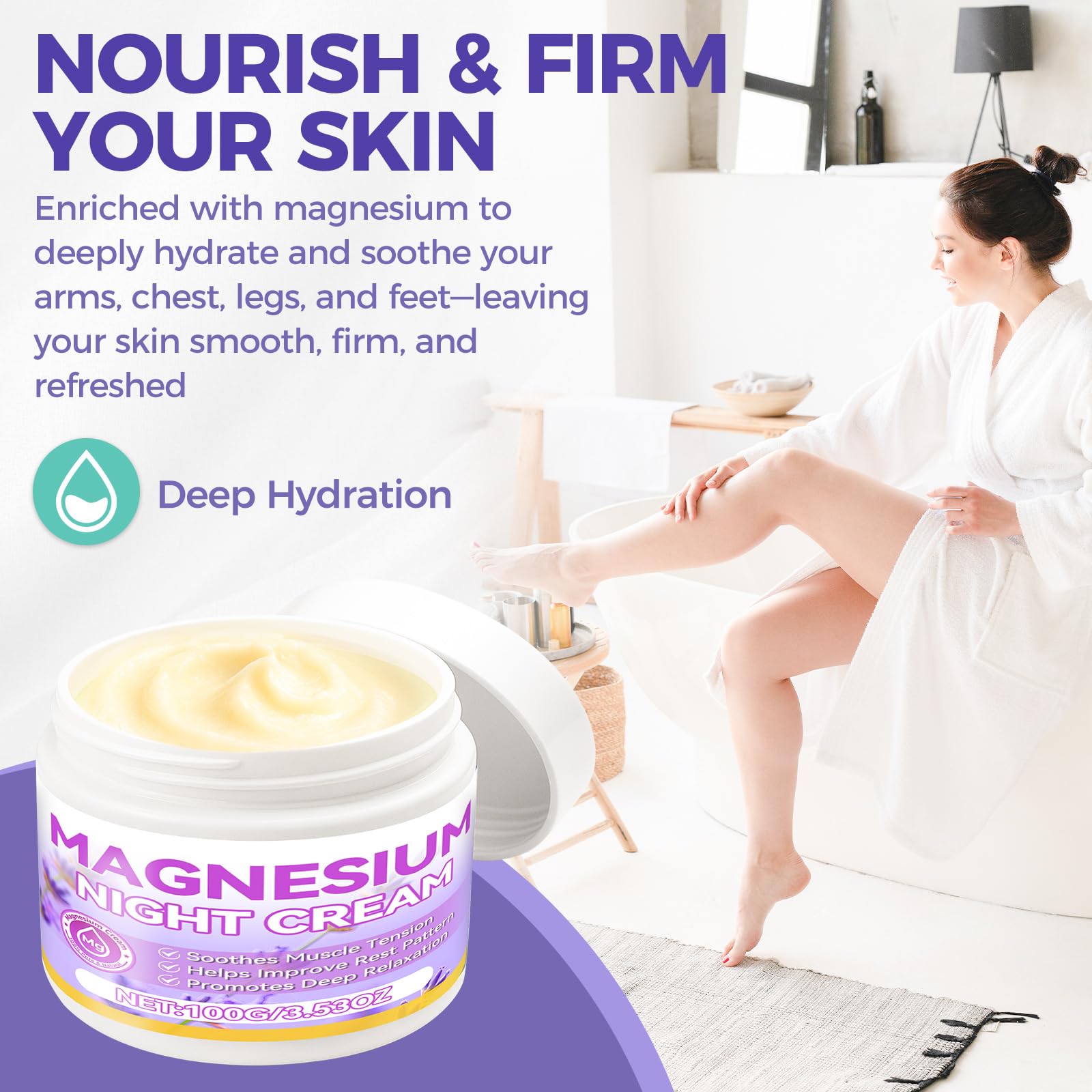 Close-up of the creamy magnesium cream texture