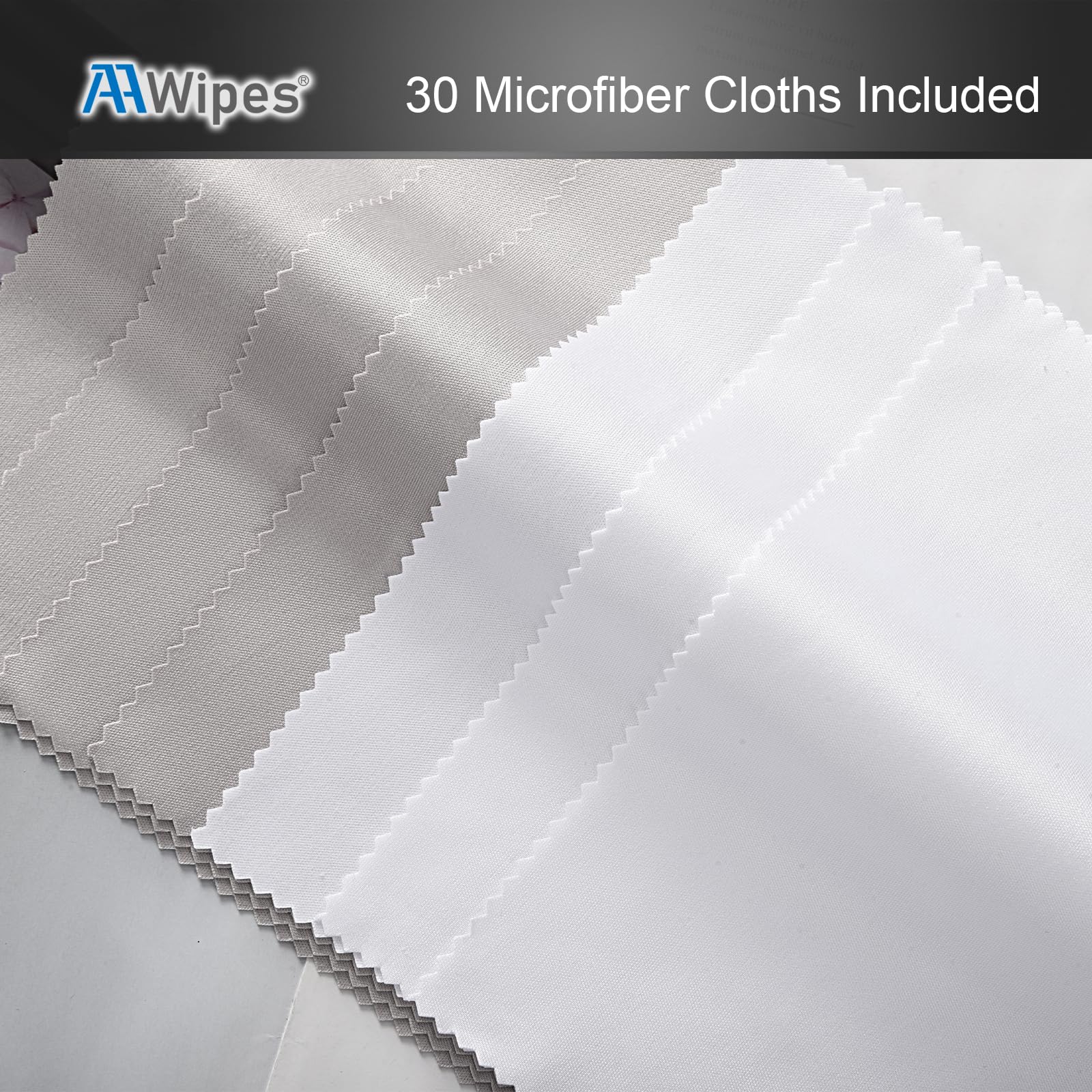 AAWipes 30-pack packaging with white and dark grey wipes