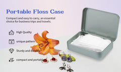 Compact dental floss case in palm for scale