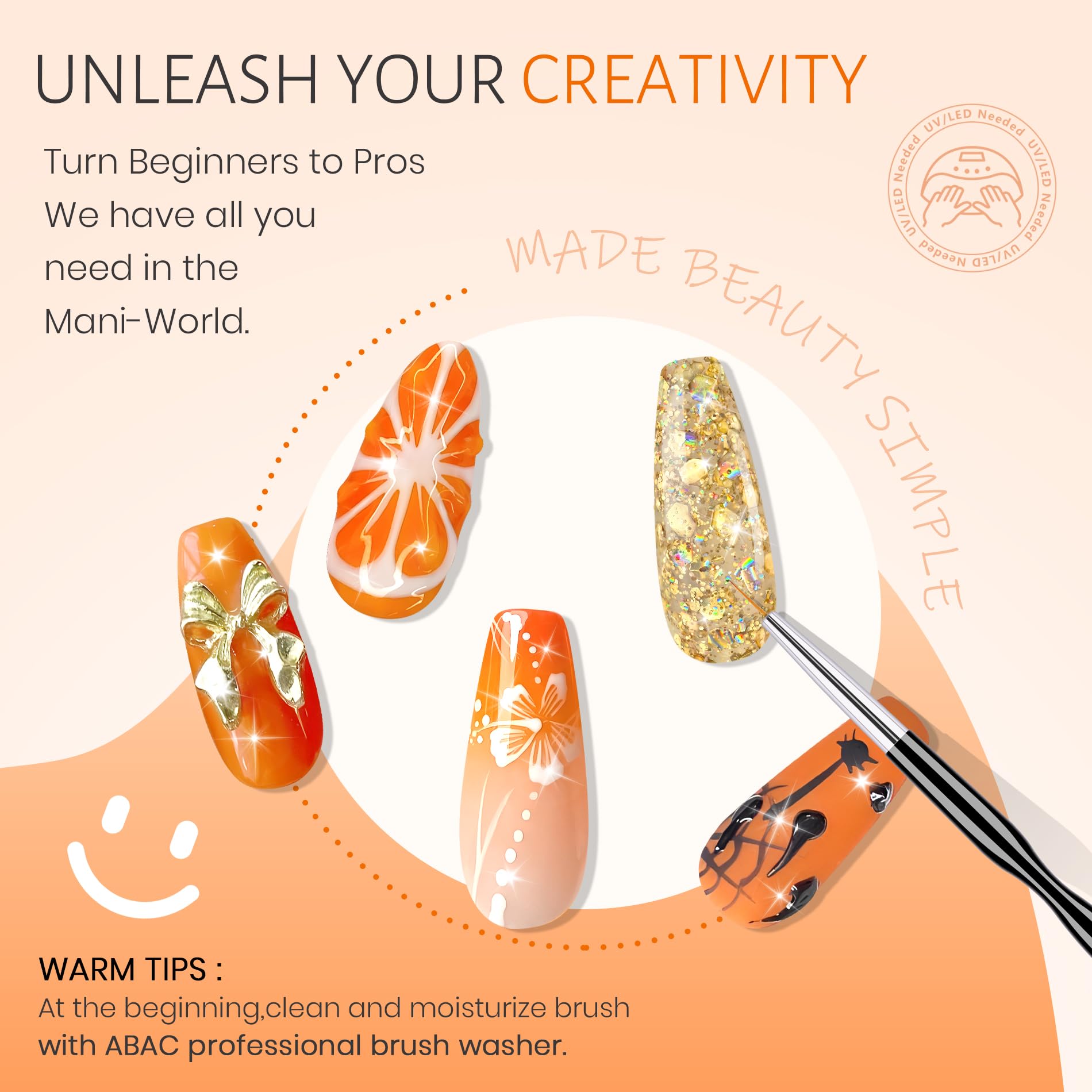 ABAC Citrus Gold galaxy-mermaid nails shine