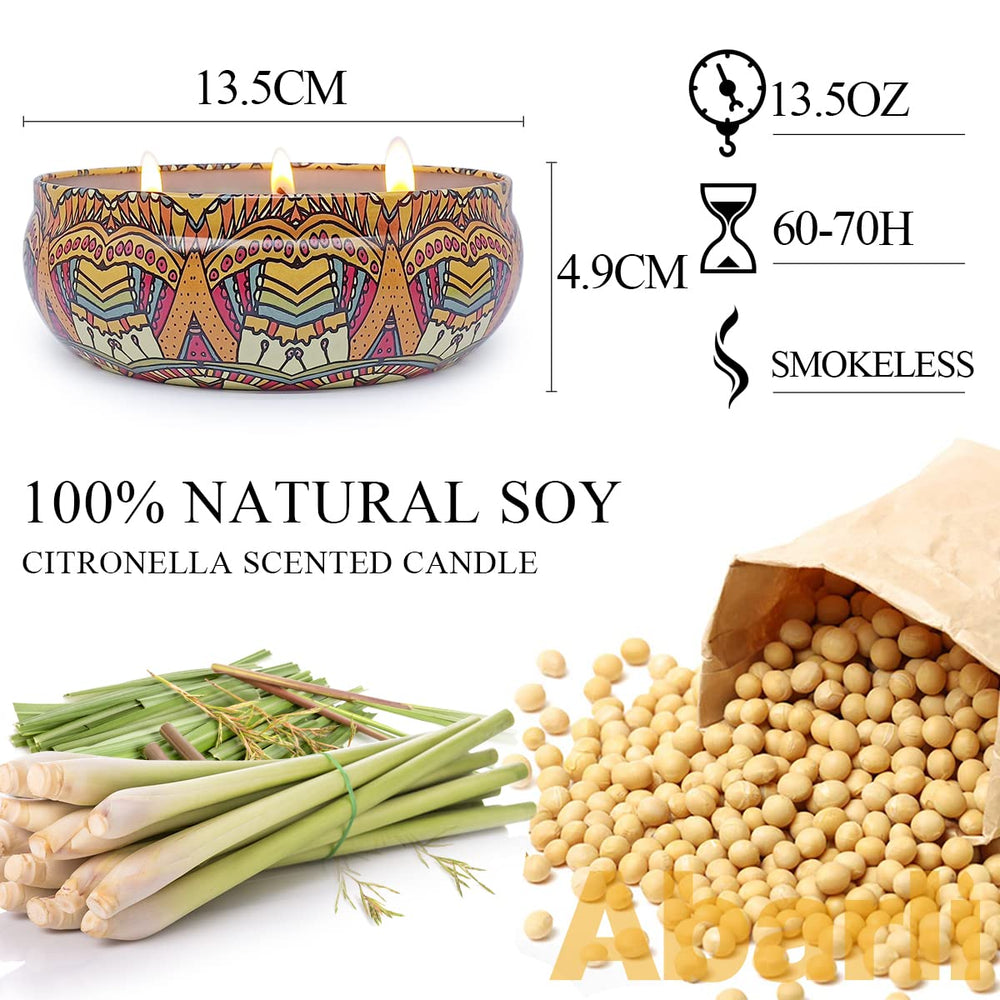 Reusable tin packaging for Abarli citronella candles