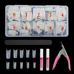 Abodhu acrylic nail tips kit box shows 10 sizes for easy selection