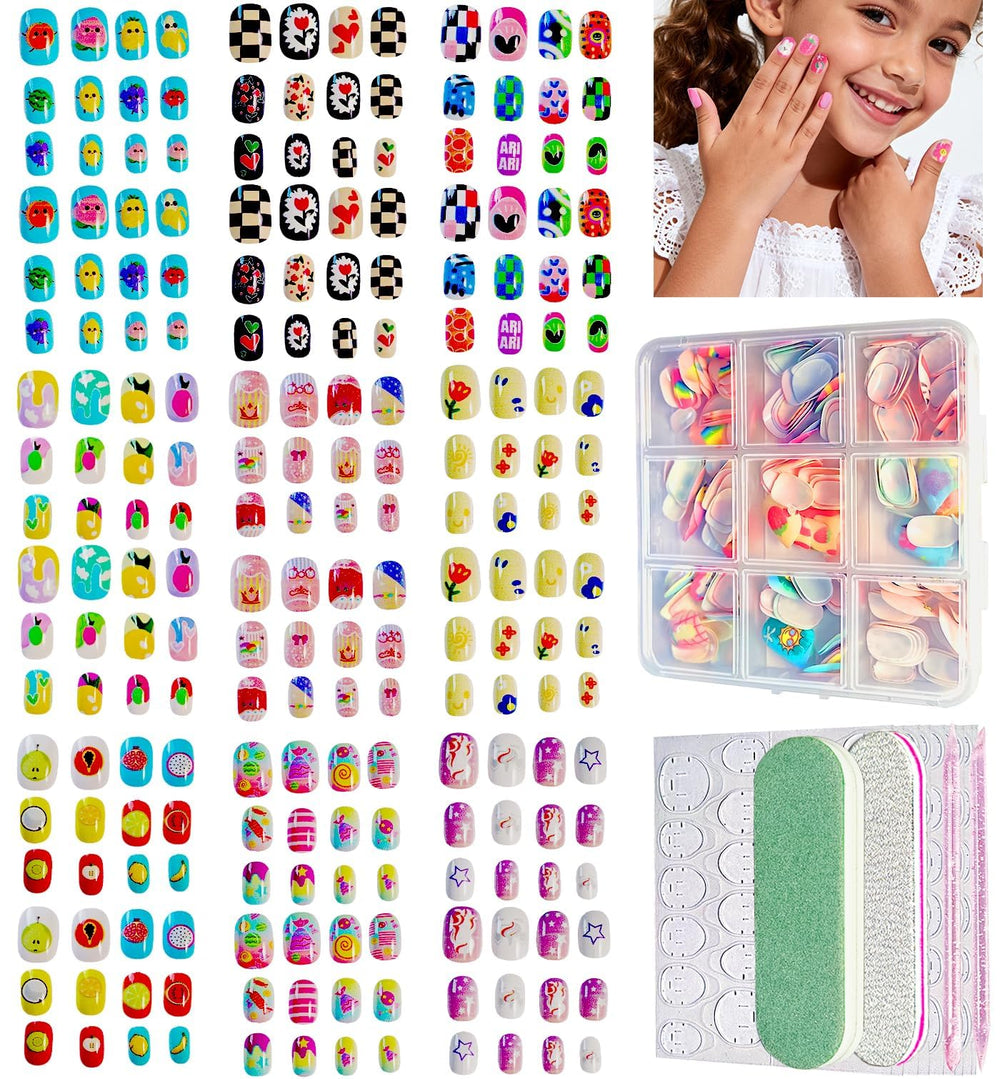 ABOLINE 229pcs press-on nails kit with 216 short tips for quick manicures.