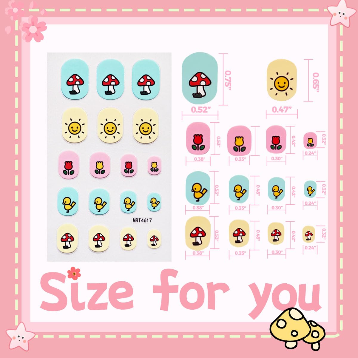 ABOLINE kids nail stickers with hearts for cute, personalized nails