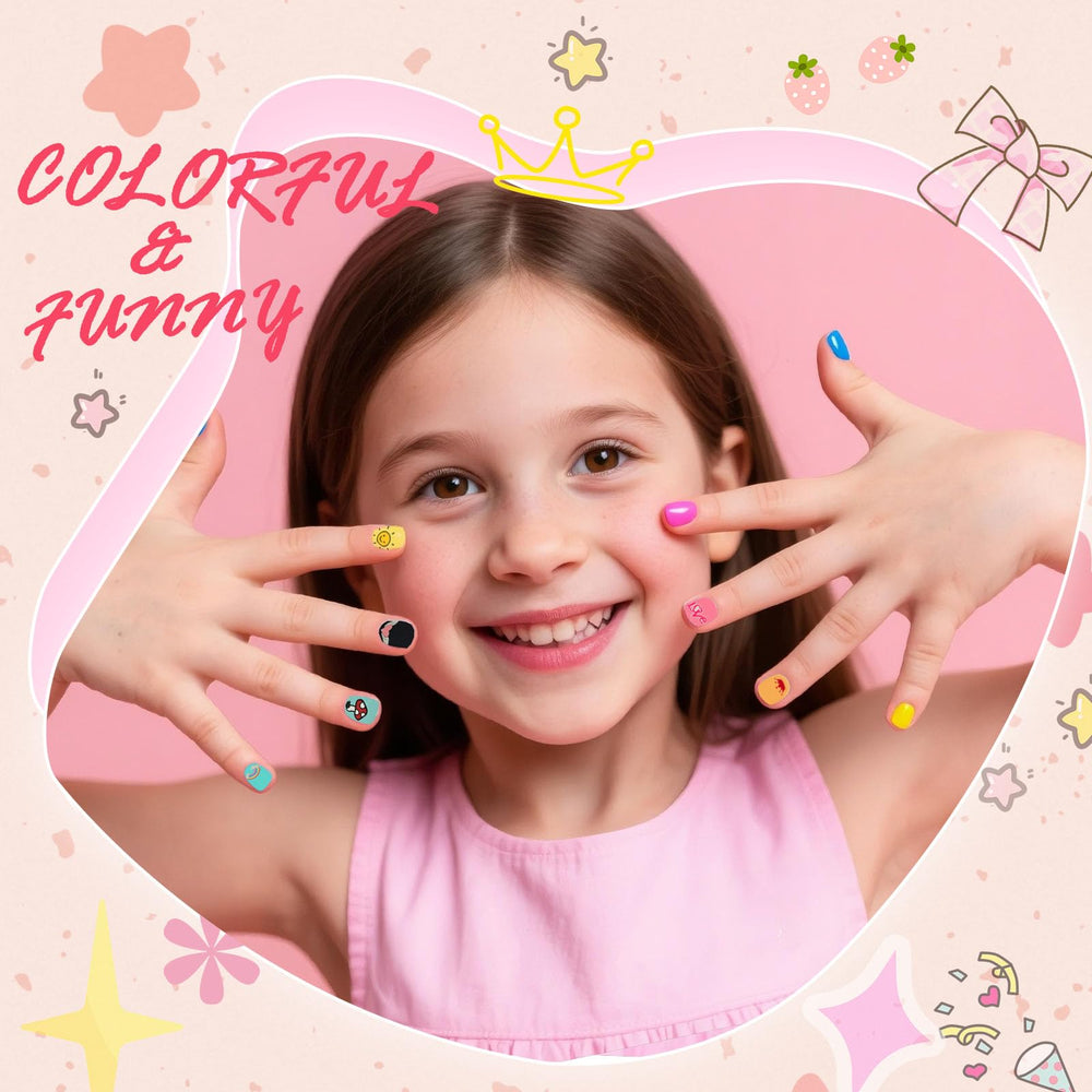 ABOLINE kids nail stickers with rainbow designs for vibrant color