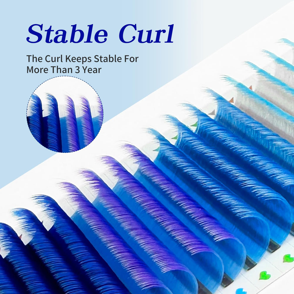 ABONNIE new style lash fans simplify application for pros and hobbyists blue ombre 15mm