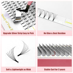 ABONNIE Premade lash fans range from 3D to 20D for versatile looks.