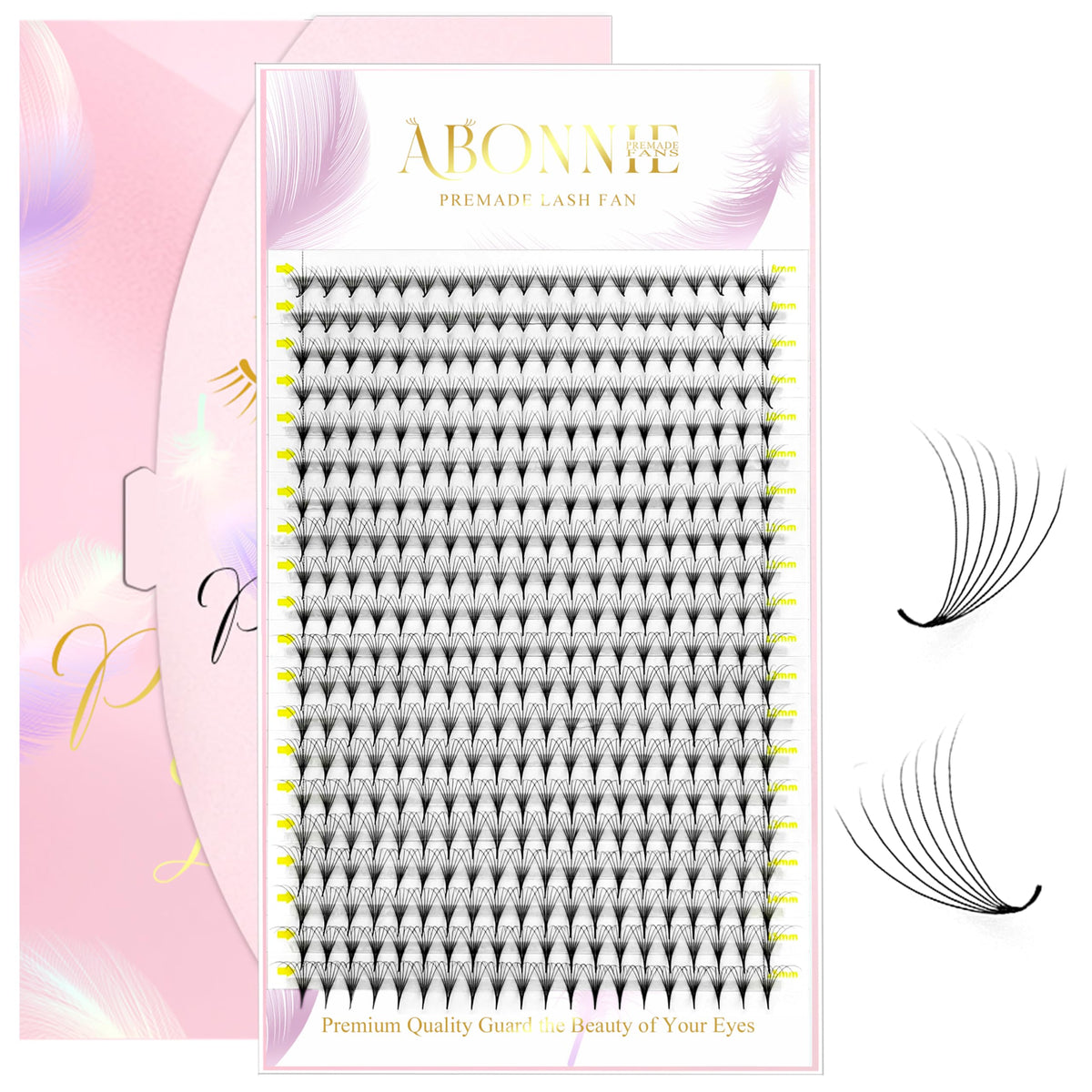 ABONNIE premade lash fans tray pack shown for efficient eyelash applications