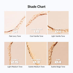 Close-up of applying ABOUT TONE Blur Powder Pact for a smooth texture