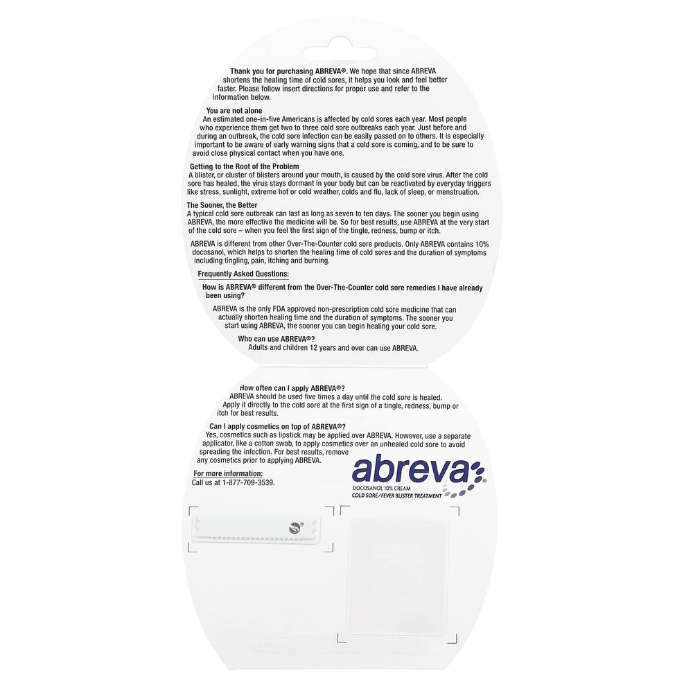 Abreva Cream packaging displayed with clear usage instructions
