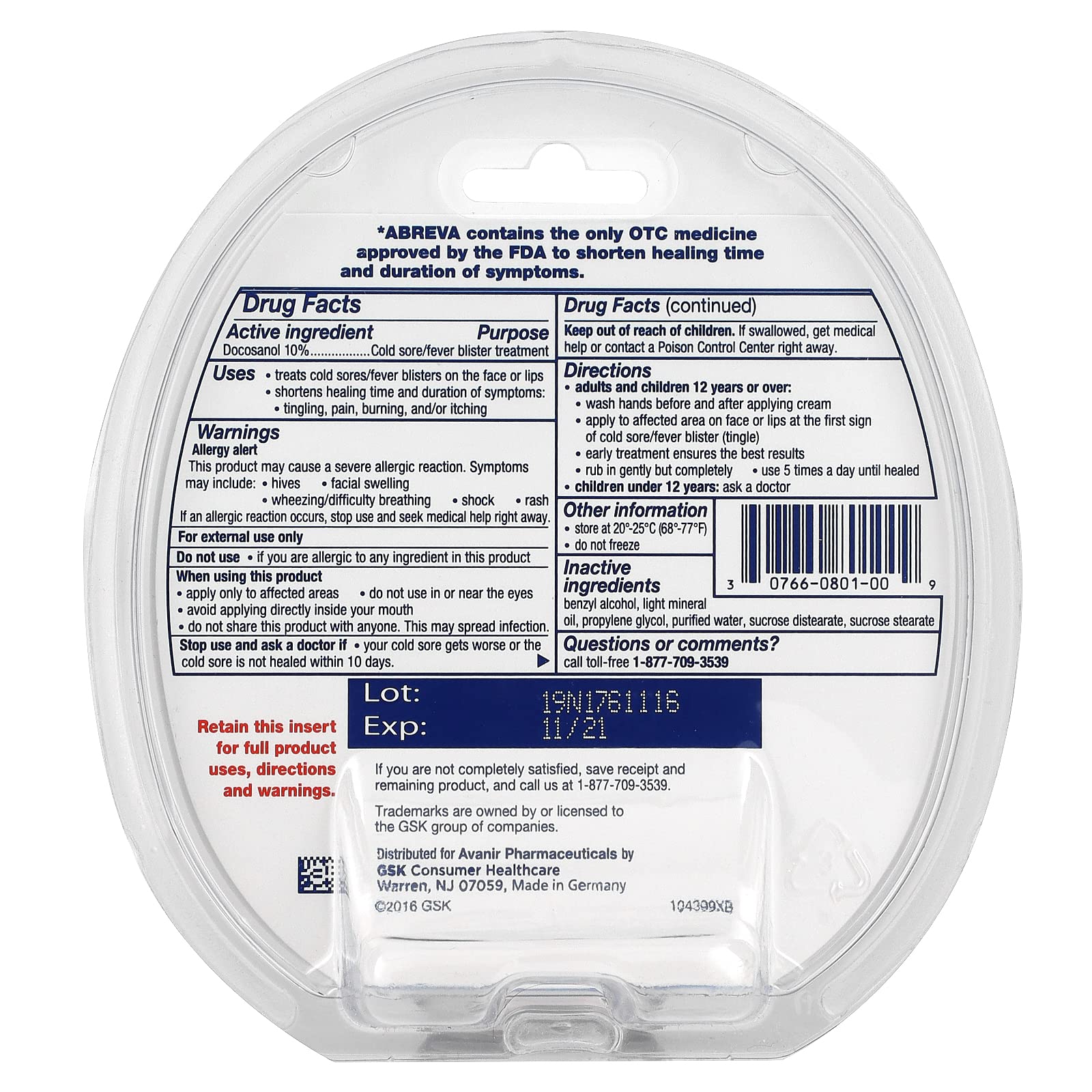 Abreva Cream portable tube ideal for quick symptom relief
