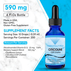 Back label and supplement facts of Absonutrix Citicoline 590 mg bottle