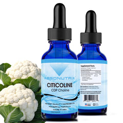 Front view of Absonutrix Citicoline 590 mg bottle, 4 oz