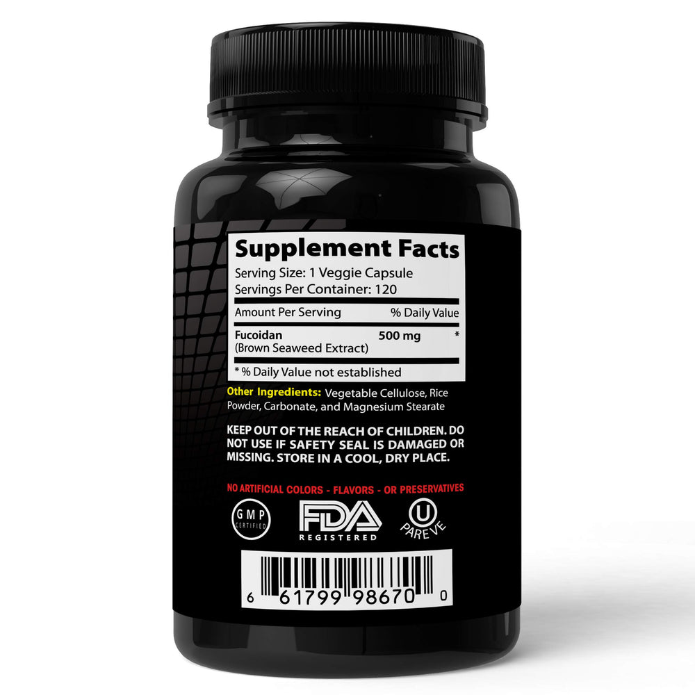 Sealed bottle of Absonutrix Fucoidan on white background