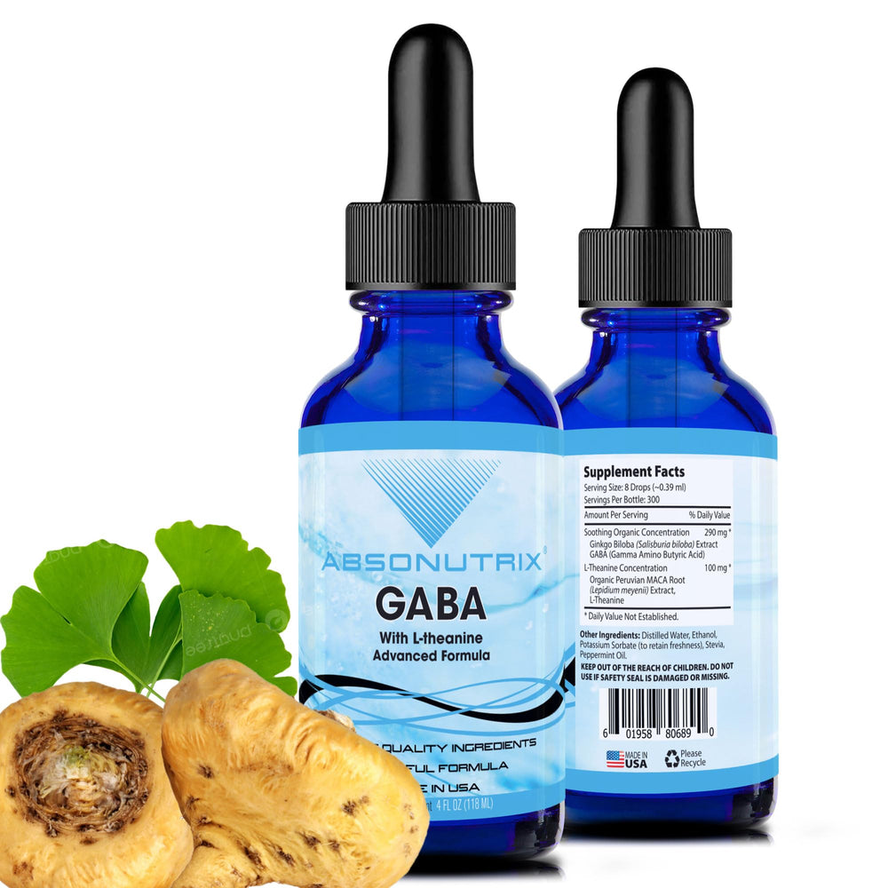 Absonutrix GABA with L-Theanine liquid bottle, 4 oz