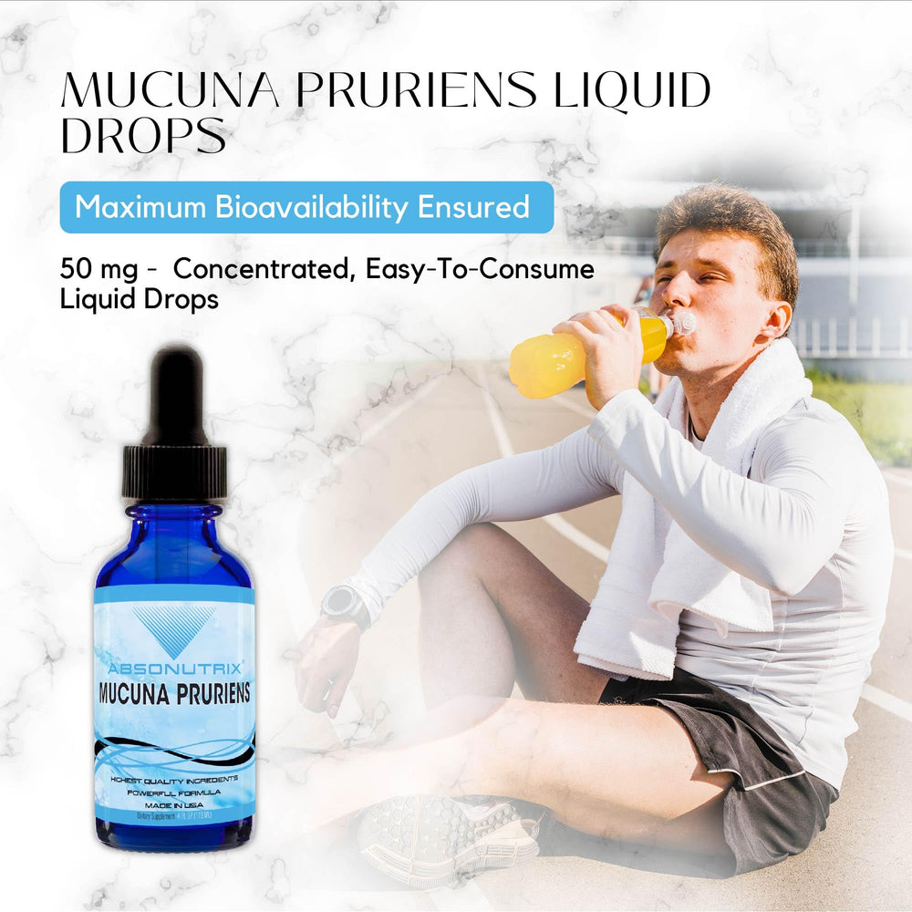 Cruelty-free and USA-made labeling for Absonutrix Mucuna Pruriens liquid
