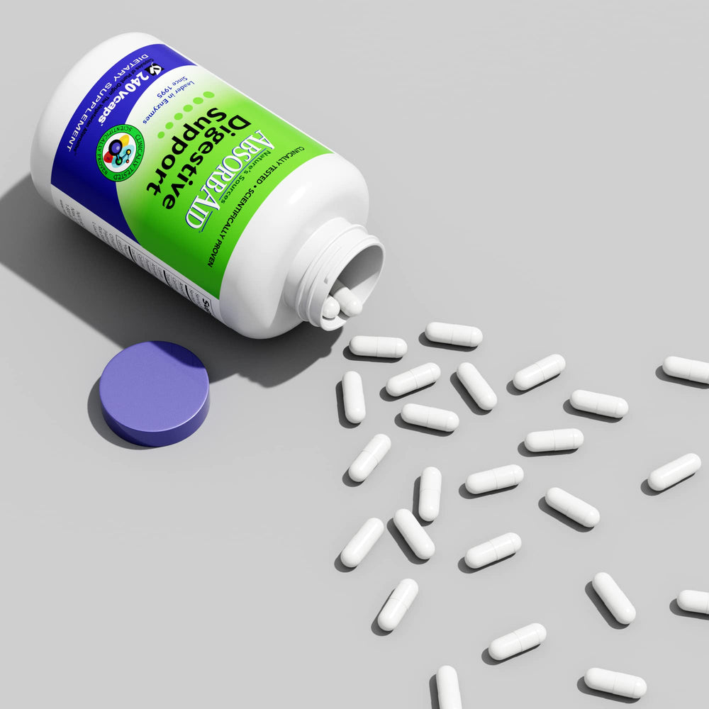 AbsorbAid Digestive Enzymes bottle – angled shot