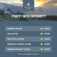 Abundant Earth multivitamin nutrition facts panel for transparency