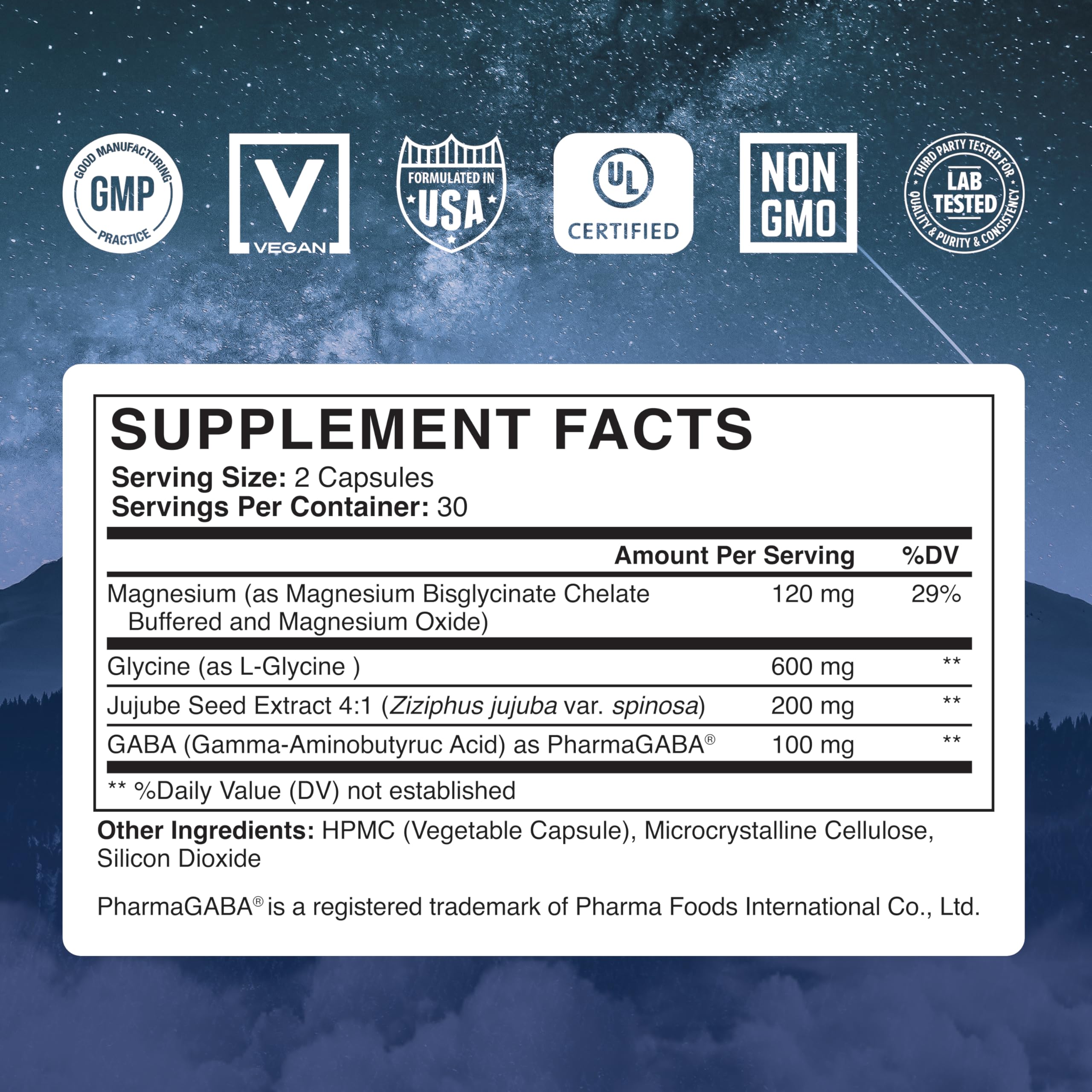 GABA and magnesium supplement capsules close-up