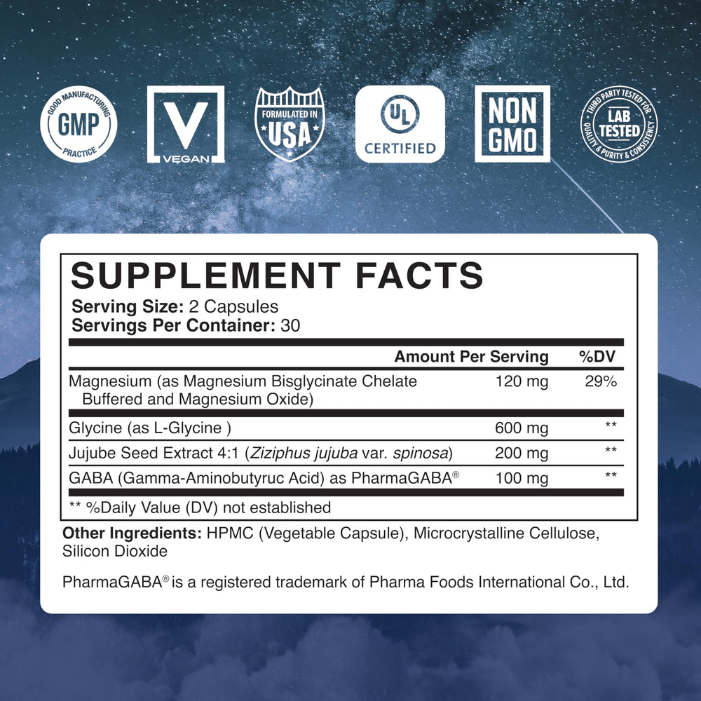 GABA and magnesium supplement capsules close-up