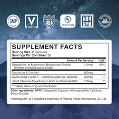 GABA and magnesium supplement capsules close-up
