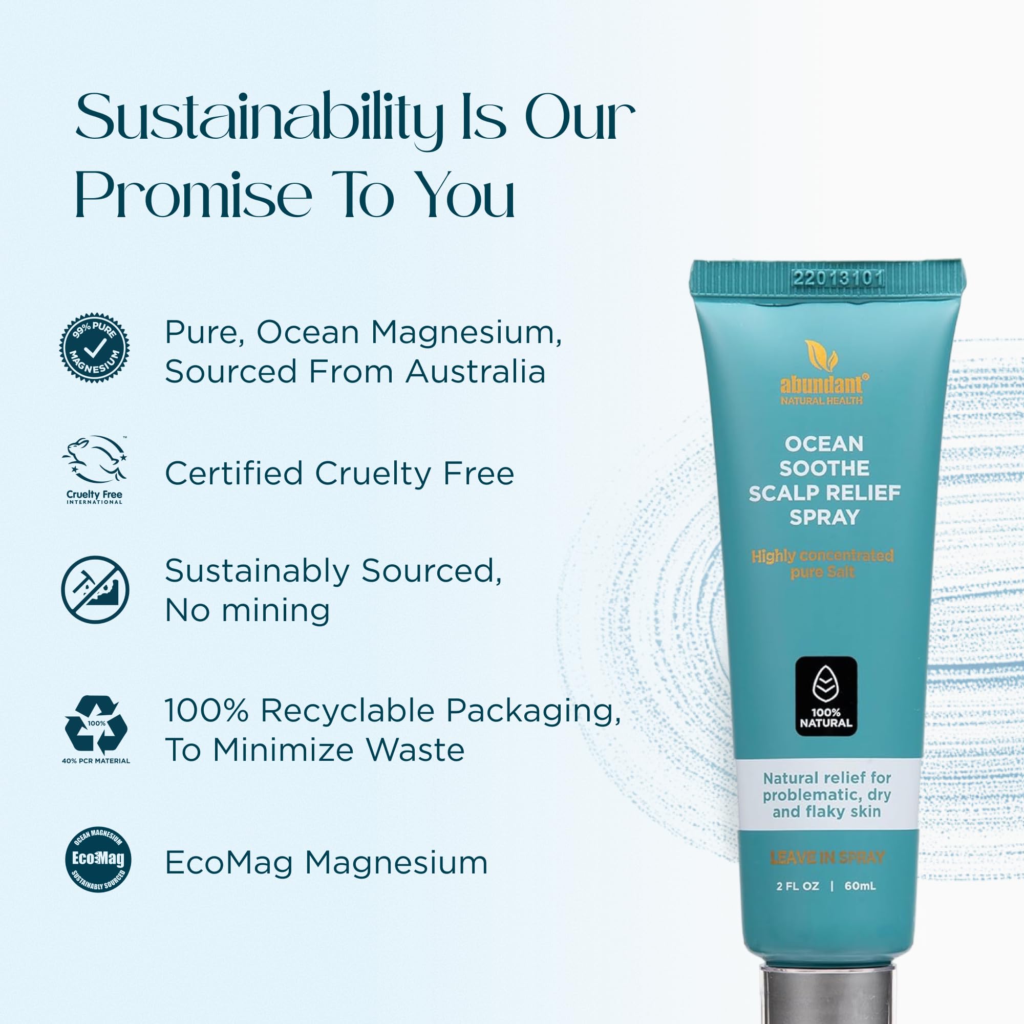 Abundant Natural Health Ocean Soothe packaging highlights recyclable materials.
