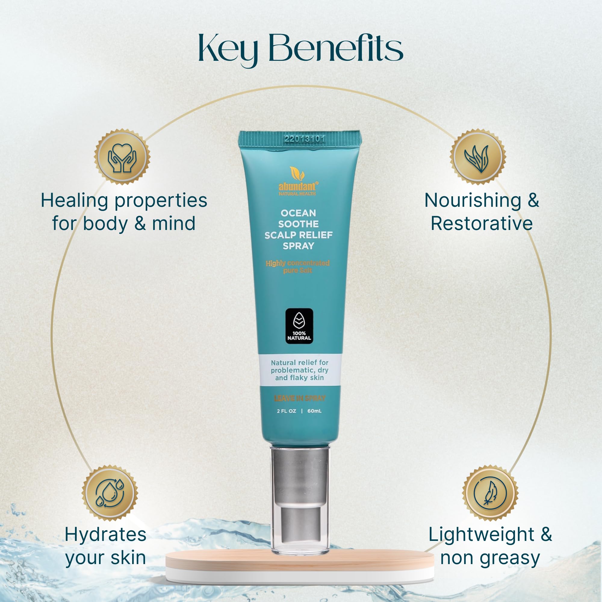 Abundant Natural Health Ocean Soothe applied directly to scalp for quick absorption.