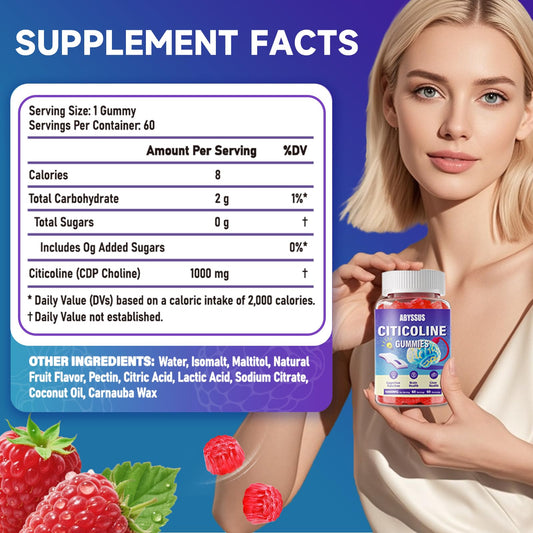 ABYSSUS CDP Choline Gummies bottle label close-up