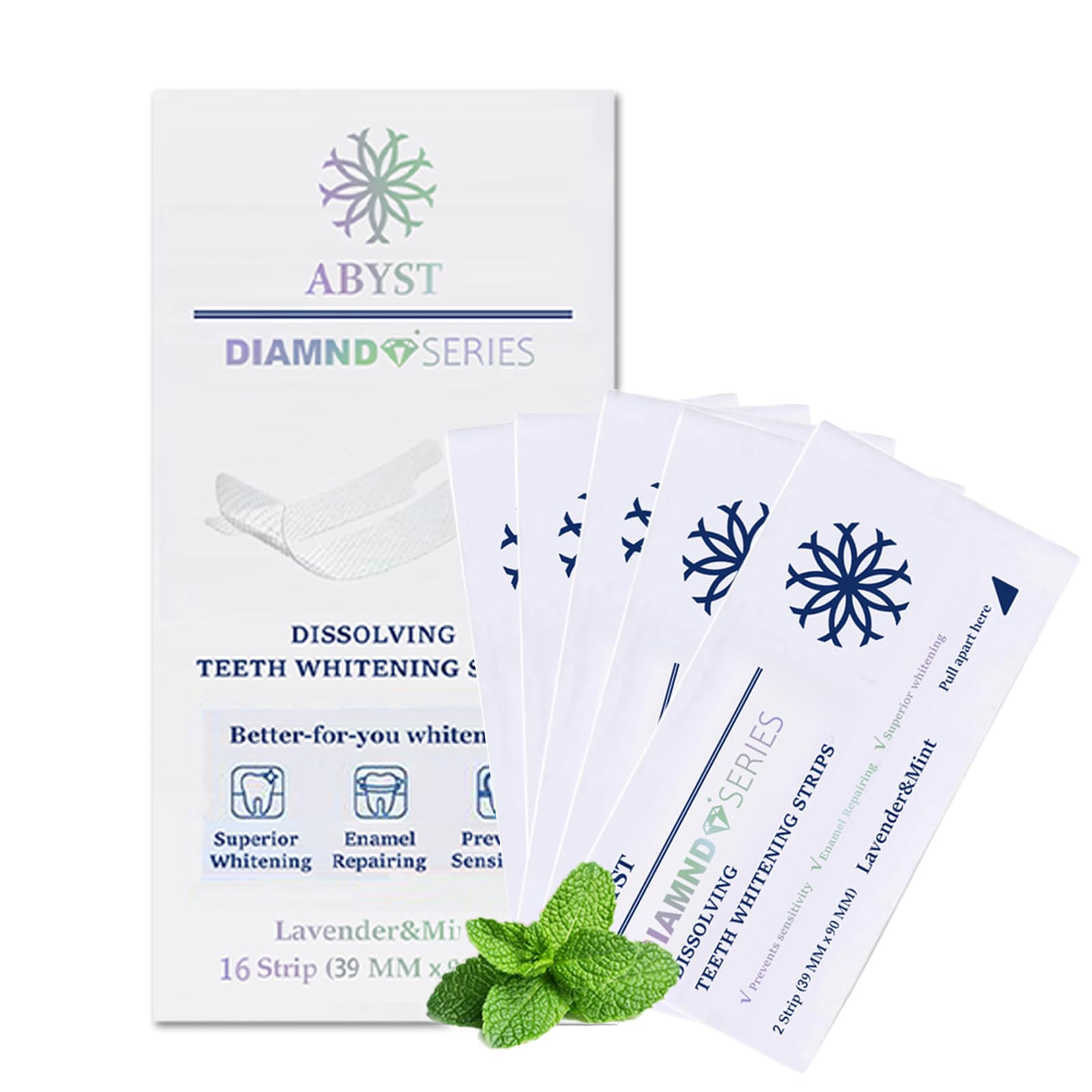 ABYST Diamond Dissolving Teeth Whitening Strips 16 Count pack shot