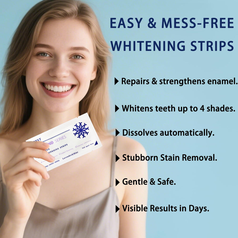Hydroxyapatite-fortified whitening strips close-up