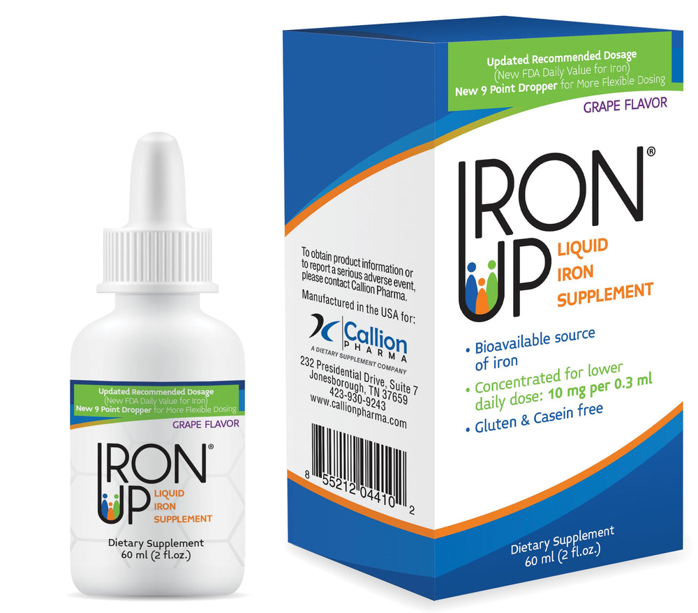 2 fl oz (60 ml) bottle of Iron Up grape-flavored liquid iron