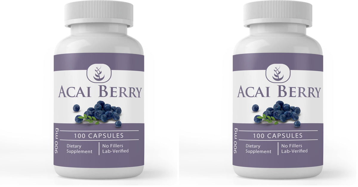 Bottle of Acai Berry capsules with label