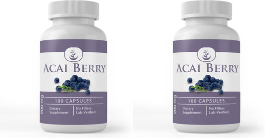 Bottle of Acai Berry capsules with label
