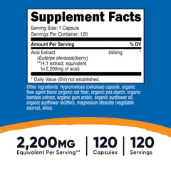 Acai extract 550mg 4:1 potency with 120 vegetarian capsules