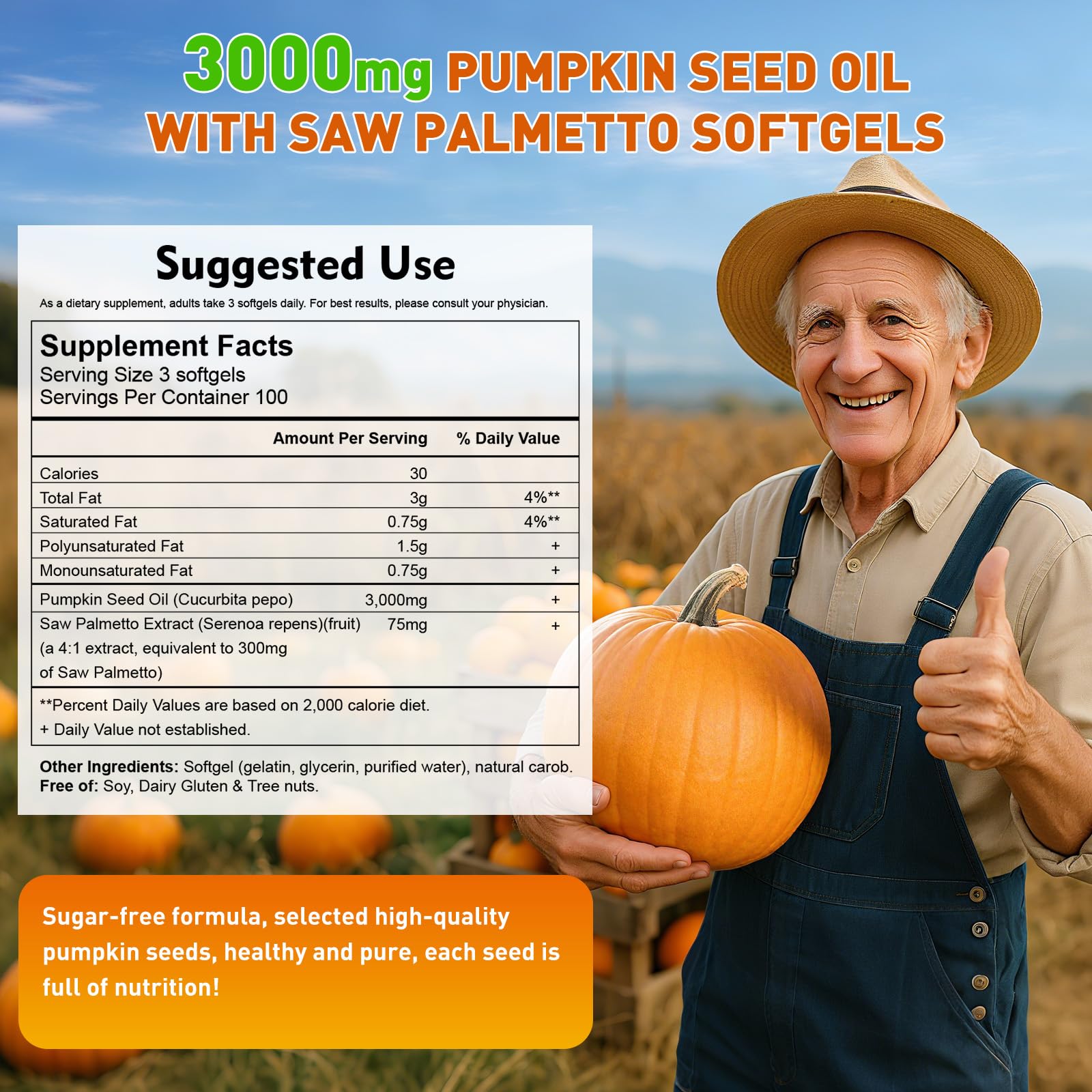 ACBUF pumpkin seed oil softgels back panel