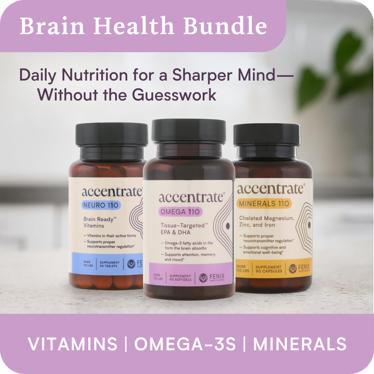 Accentrate Omega-110 pouring capsules for daily intake ritual
