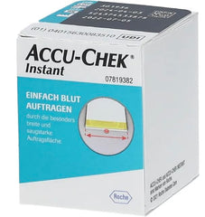 Accu-Chek Instant teststrips require a small blood sample for testing