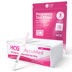 Packaging for AccuMed 25-count pregnancy tests