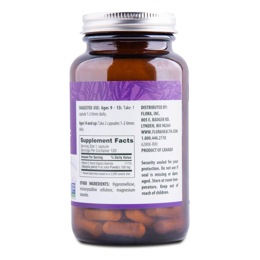 Pure acerola cherry vitamin C powder used in Flora capsules
