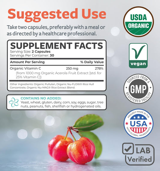 Acerola-based vitamin C capsules for immune support