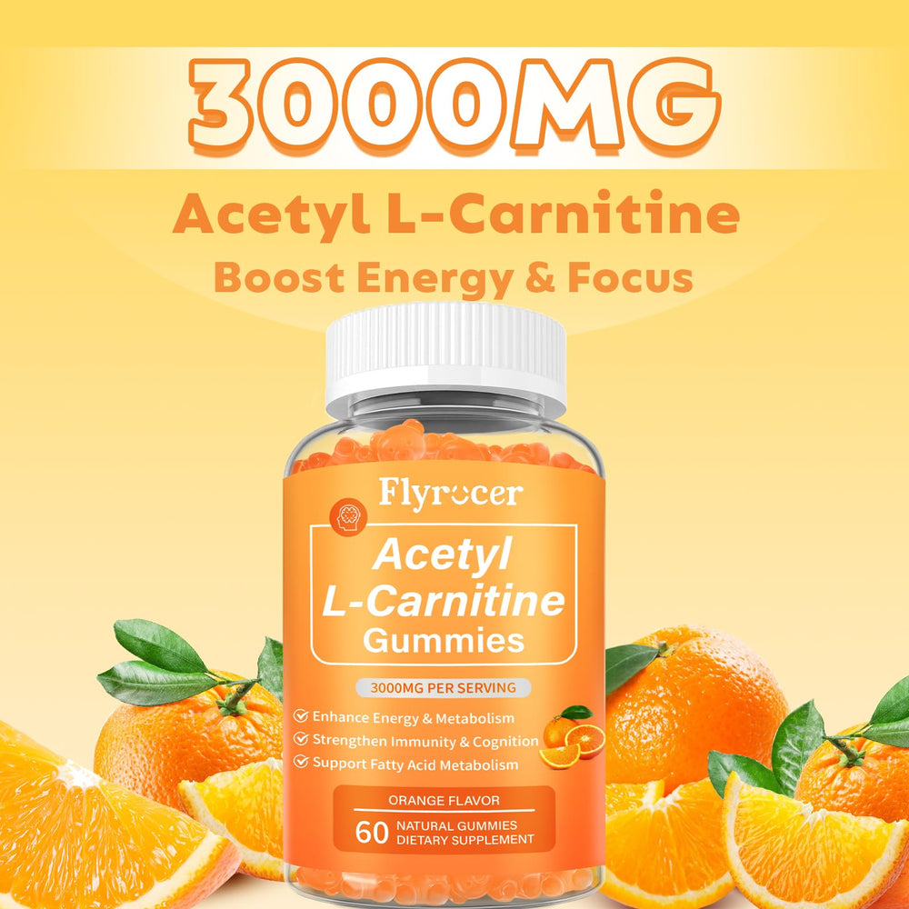 Product packaging and branding for Flyrocer Acetyl L-Carnitine Gummies