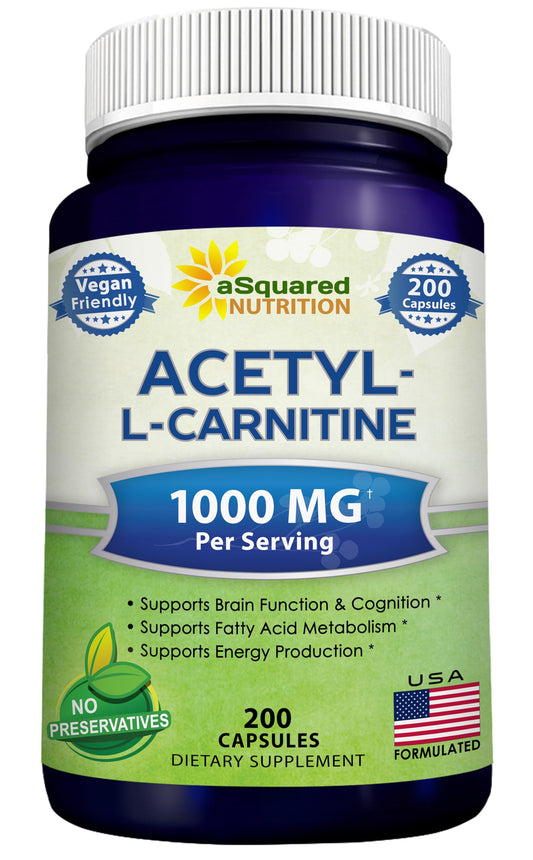 aSquared Nutrition Acetyl L-Carnitine 1000mg bottle with 200 capsules