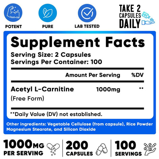 Close-up of Acetyl L-Carnitine 1000mg capsules