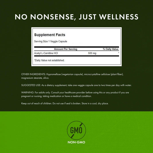 Close-up of Swanson Premium Acetyl L-Carnitine 500 mg bottle