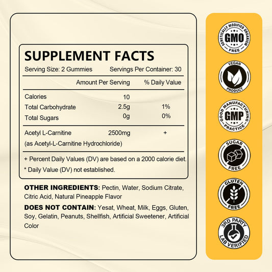 Gummies supporting energy and endurance with Acetyl L-Carnitine